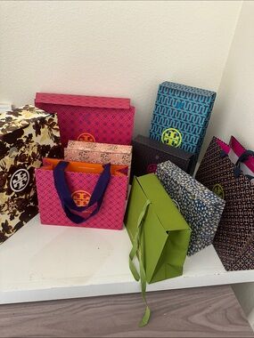Tory Burch Colorful Logo Gift Bag and Box Collection